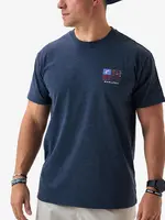 Burlebo Burlebo Adult SS Tee Fishing USA Heather Navy