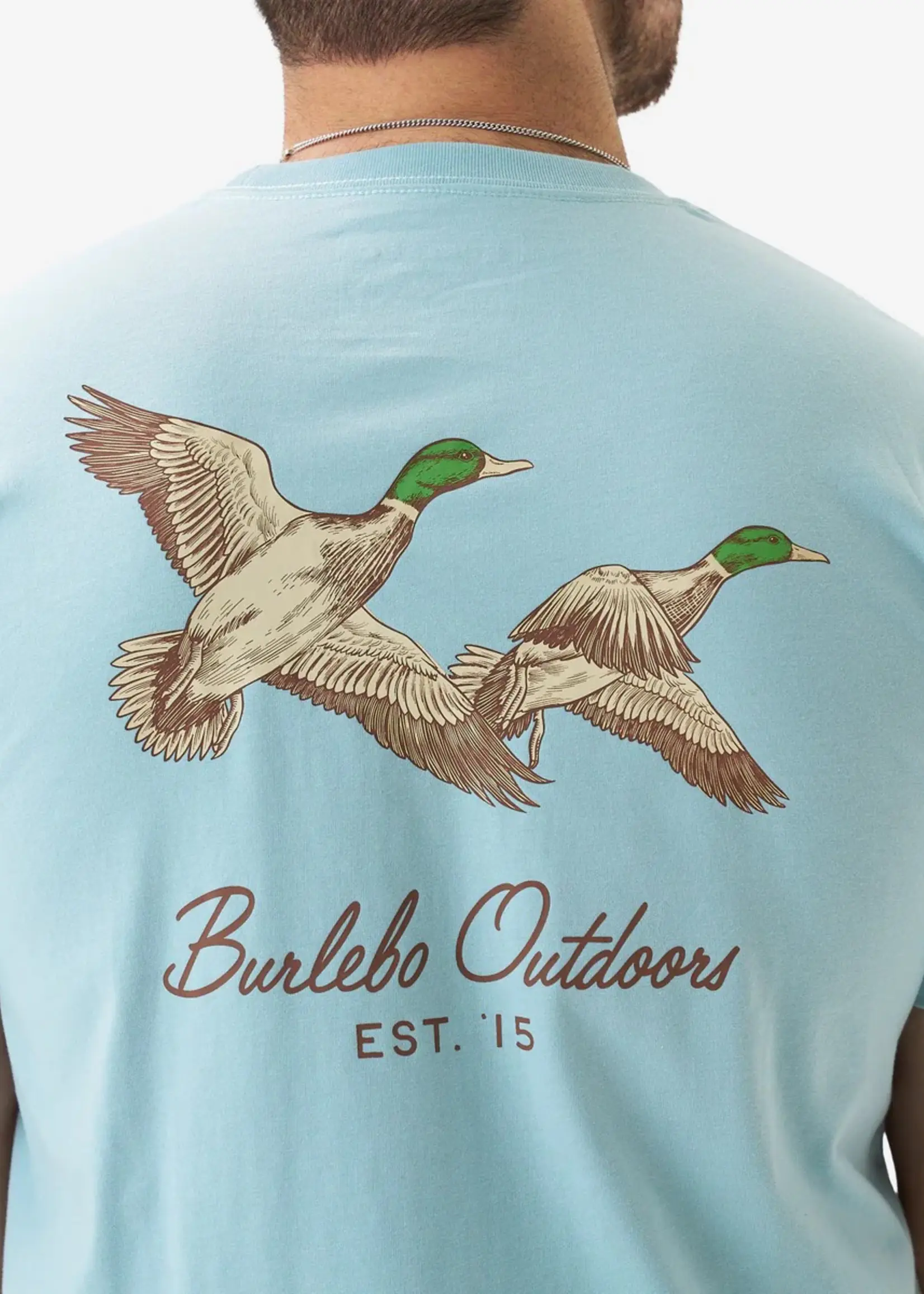 Burlebo Burlebo Adult SS Tee Flying Mallard Heather Sky Blue