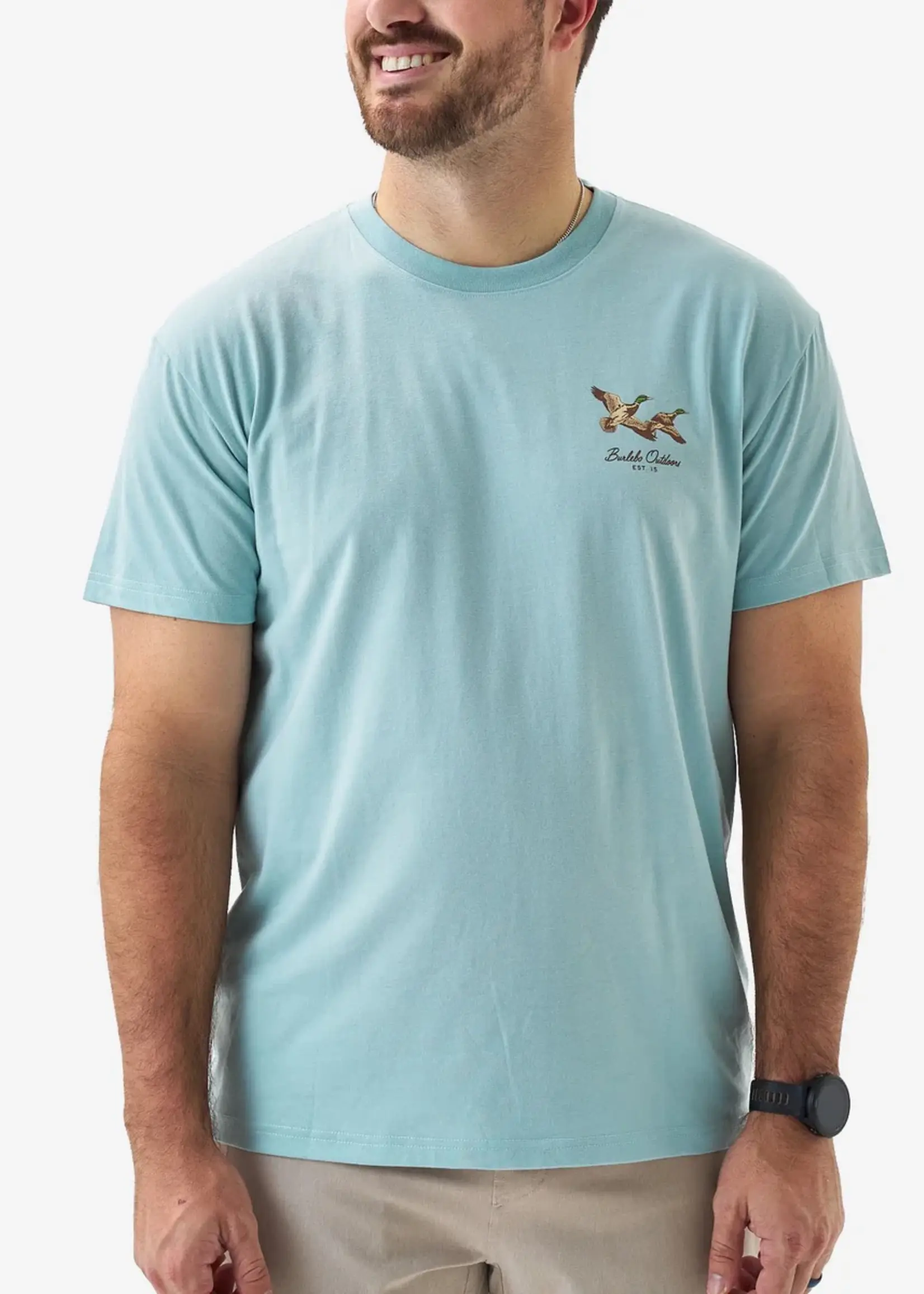 Burlebo Burlebo Adult SS Tee Flying Mallard Heather Sky Blue