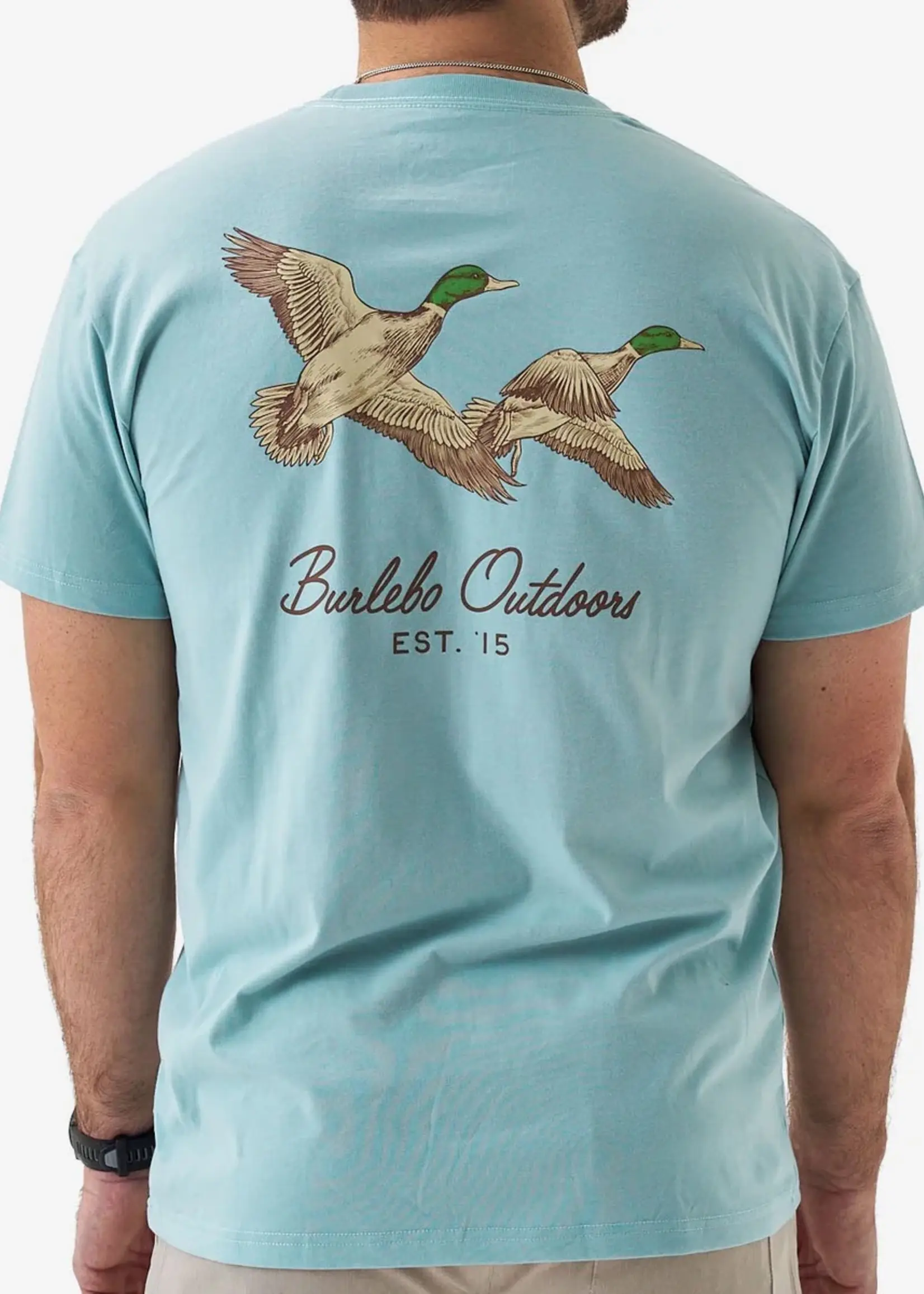 Burlebo Burlebo Adult SS Tee Flying Mallard Heather Sky Blue
