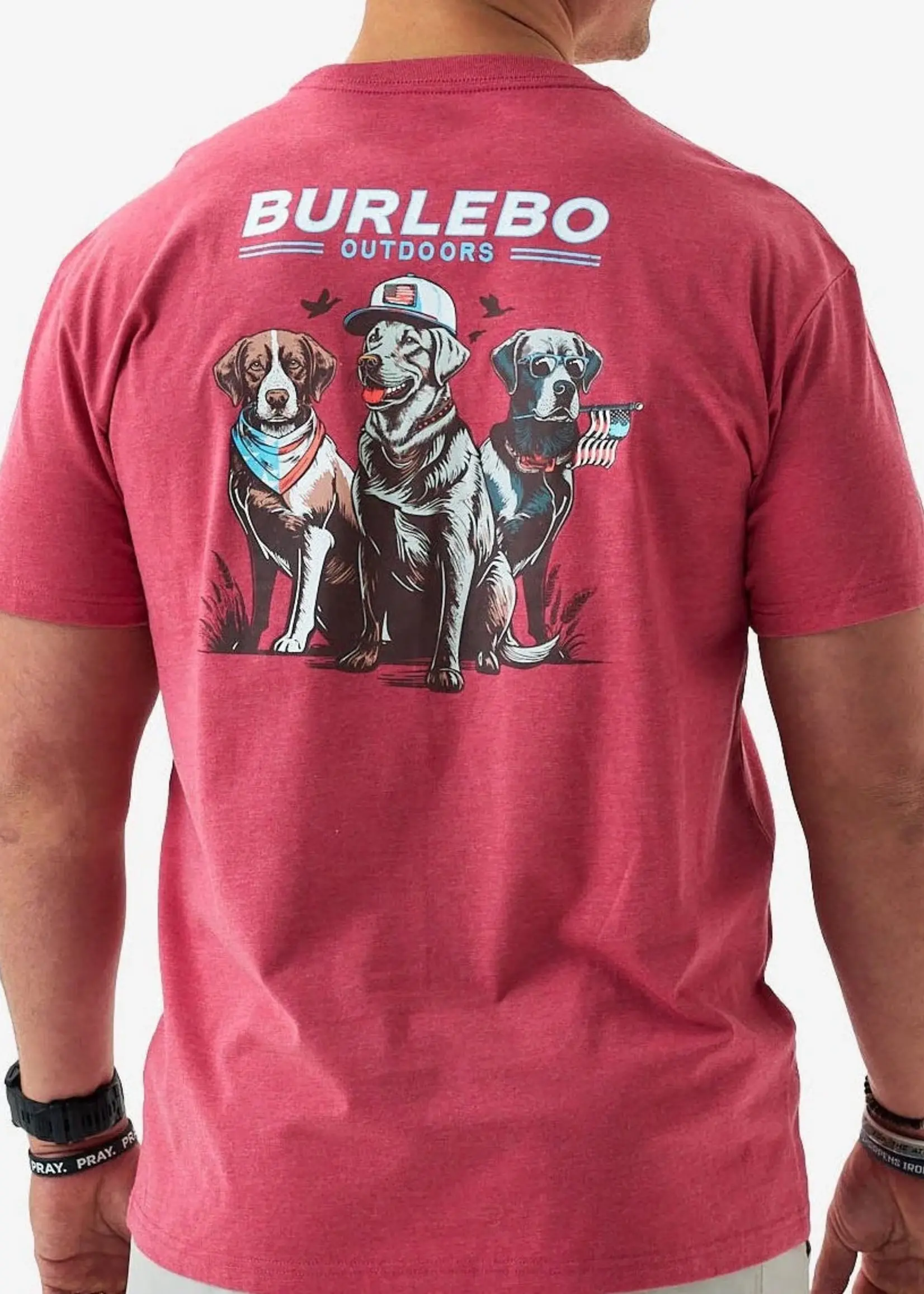 Burlebo Burlebo Adult SS Tee American Dogs Heather Crimson
