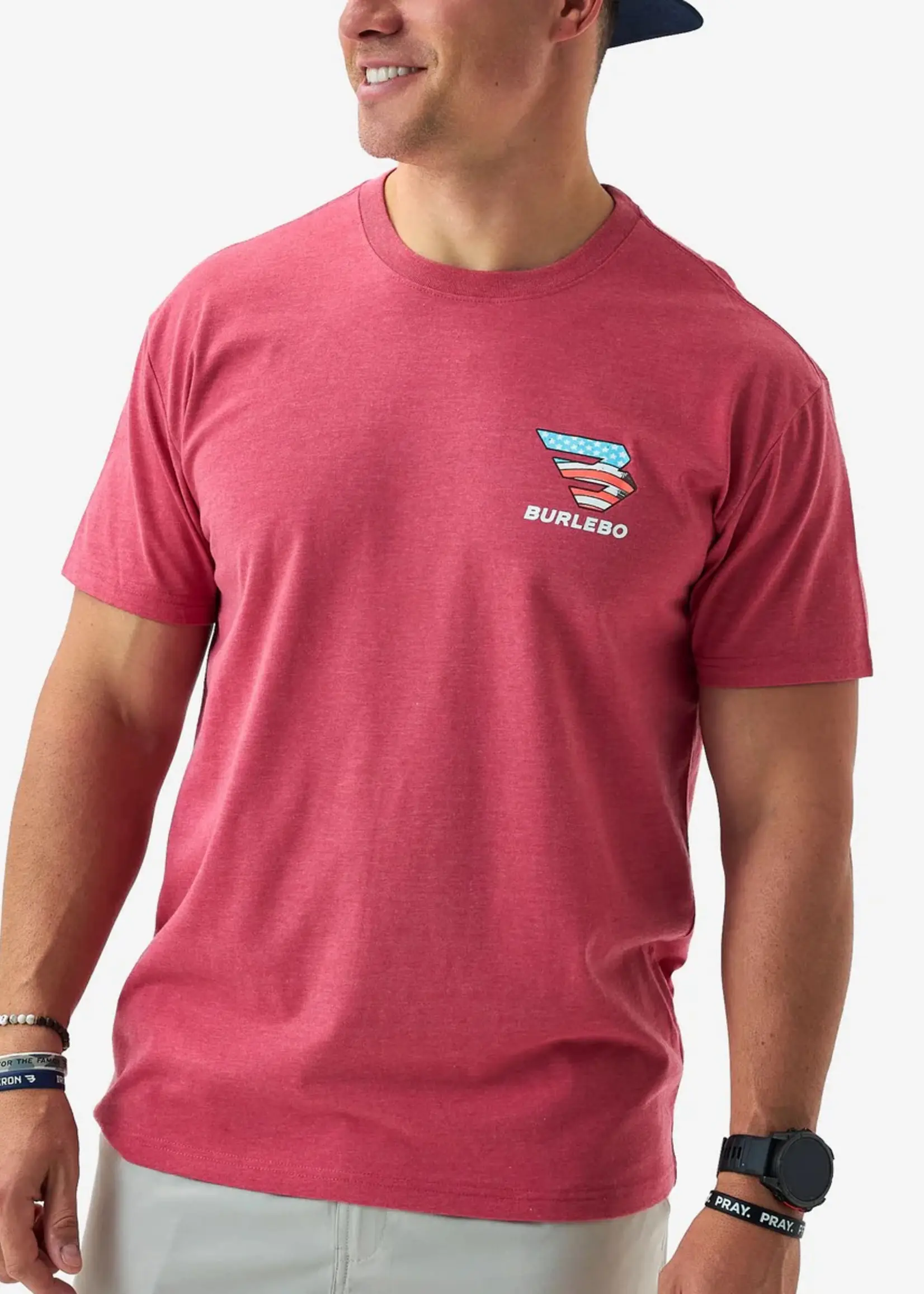 Burlebo Burlebo Adult SS Tee American Dogs Heather Crimson