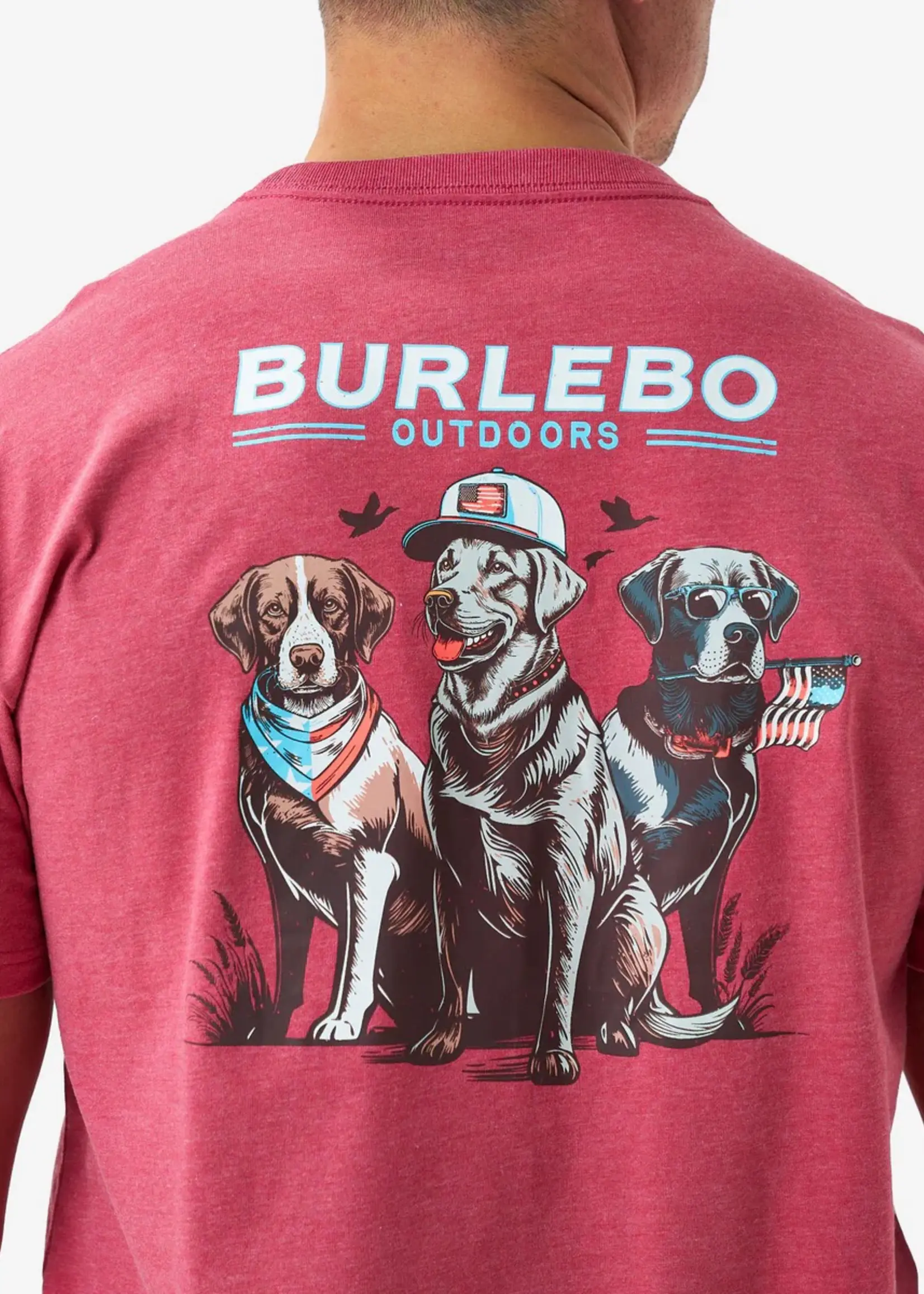 Burlebo Burlebo Adult SS Tee American Dogs Heather Crimson