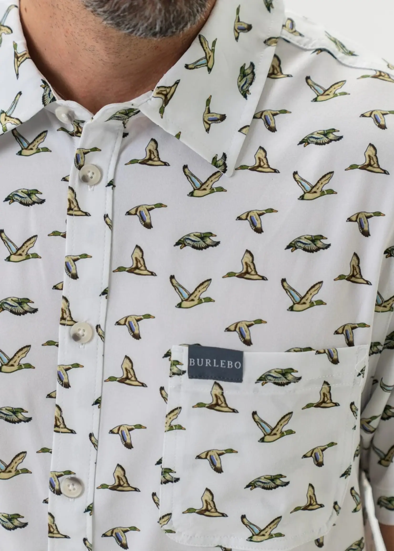 Burlebo Burlebo Performance Button Up Flying Mallard Ducks