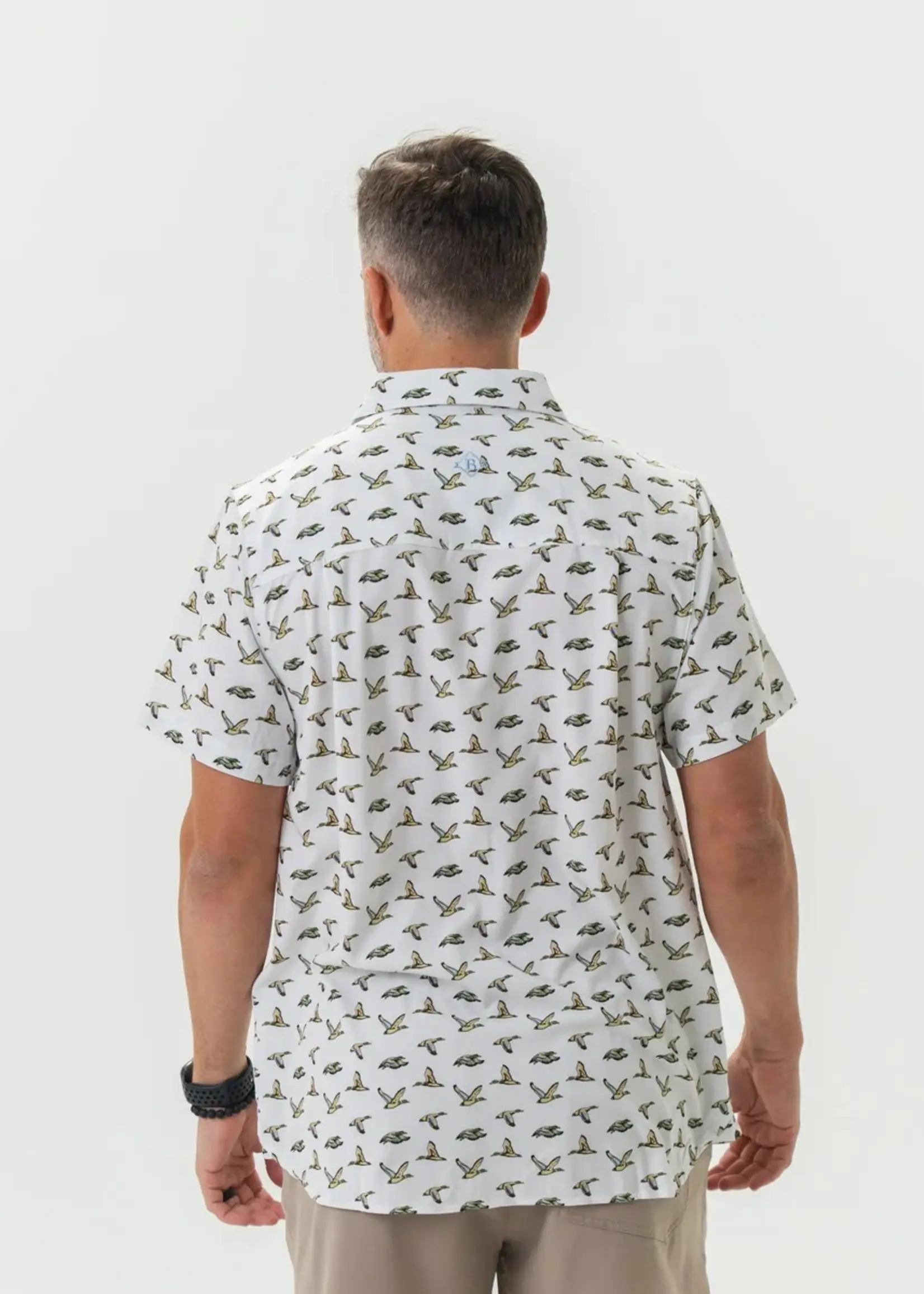 Burlebo Burlebo Performance Button Up Flying Mallard Ducks