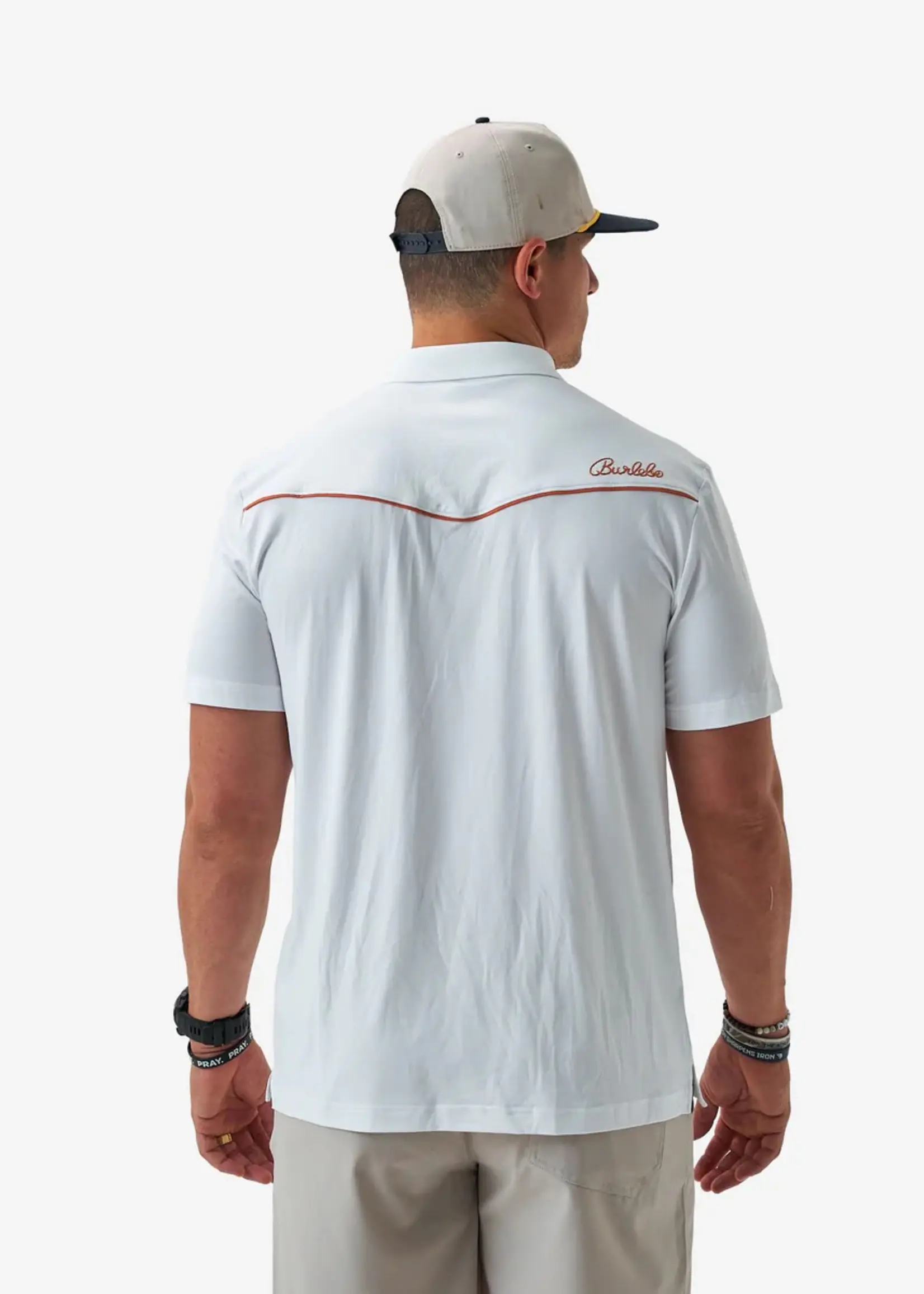 Burlebo Burlebo Pearl Snap Performance Polo Redfish