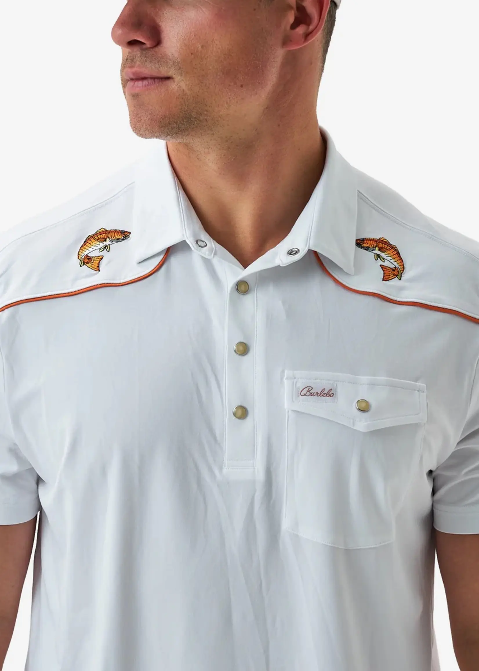 Burlebo Burlebo Pearl Snap Performance Polo Redfish