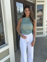 Fore Collection Sage Ruched Mesh Tank Top