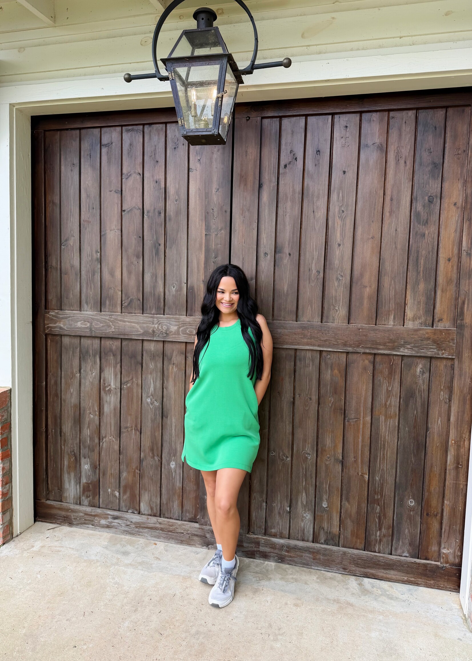 mono b Green Scuba Shift Dress