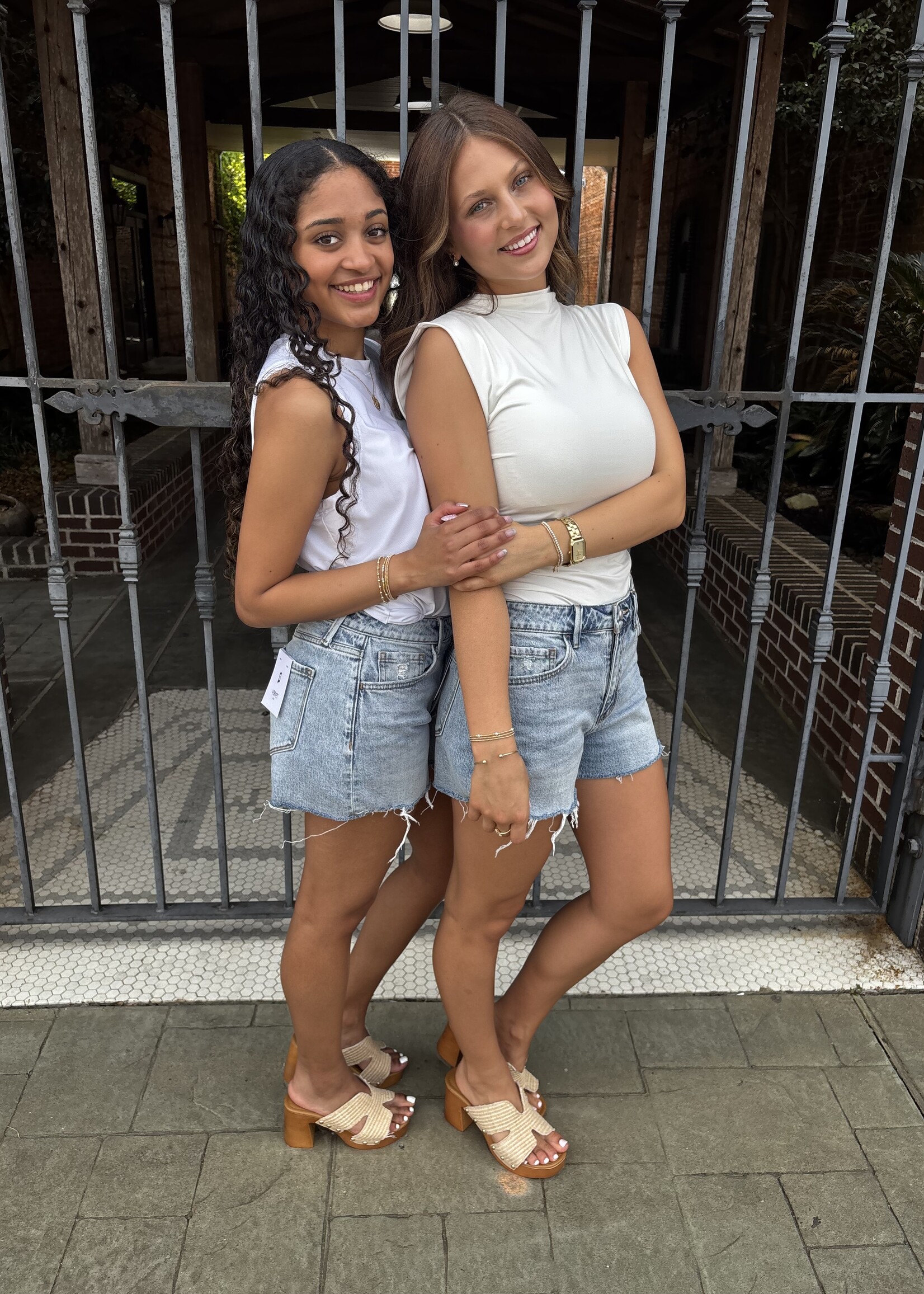 Vervet High Rise Distressed Denim Shorts