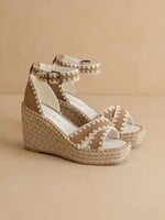 Oasis Society Camel Wedge w/ Embroidered Straps