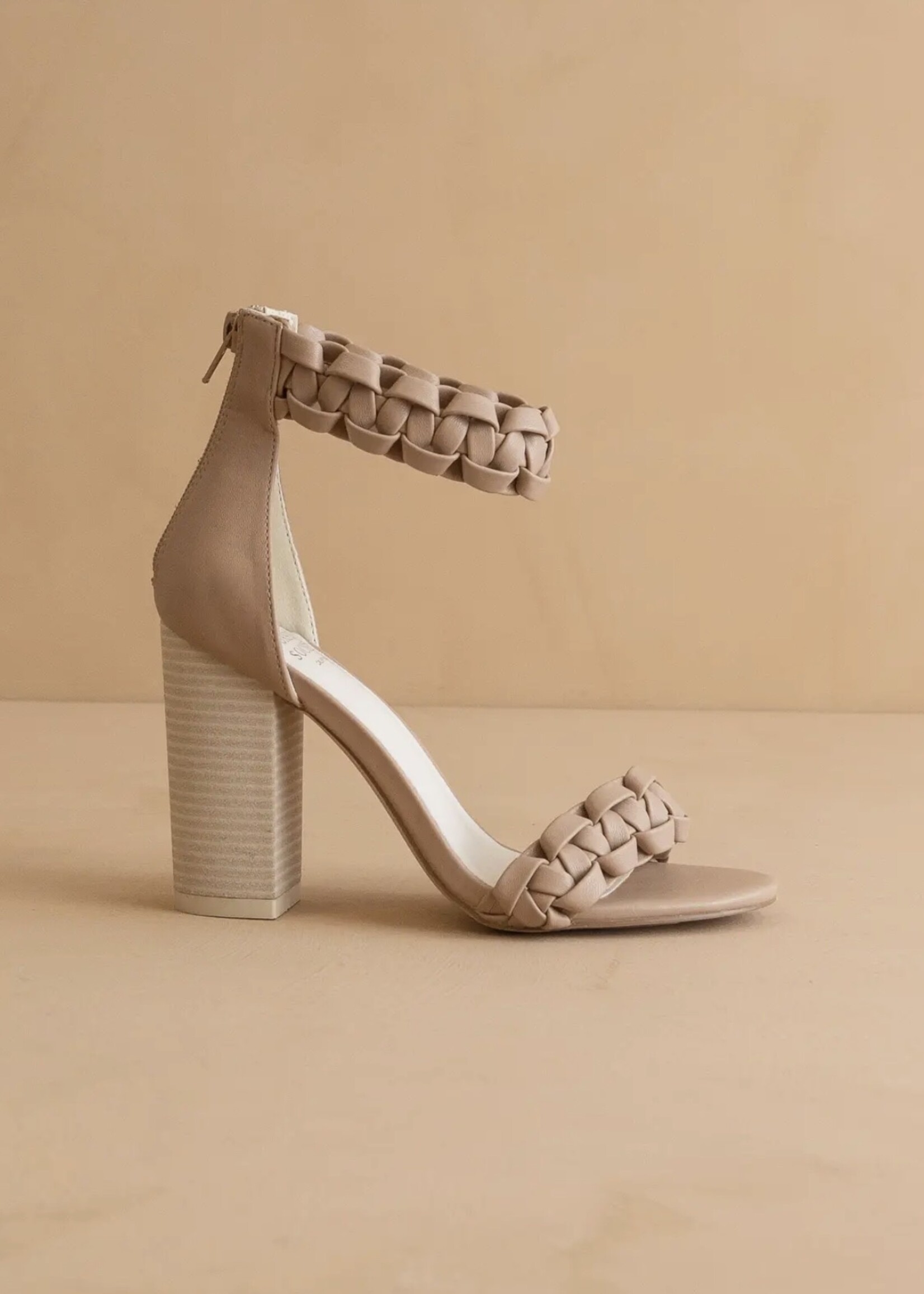 Oasis Society Nude Braided Two Band Block Heel