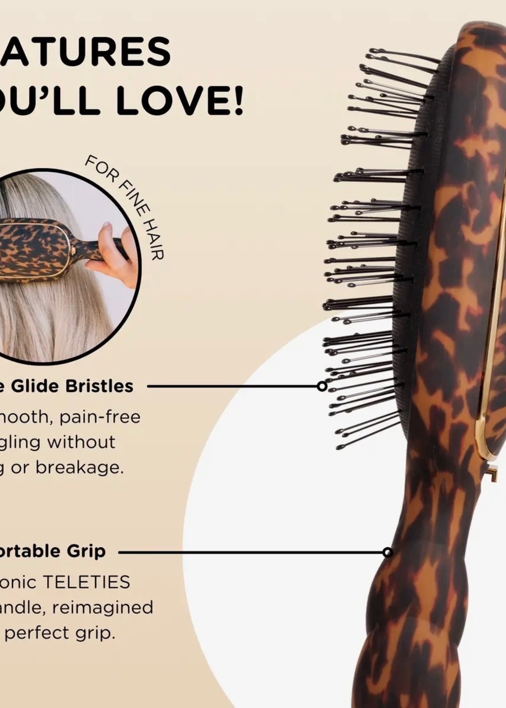 Teleties Tortoise Detangler Hair Brush