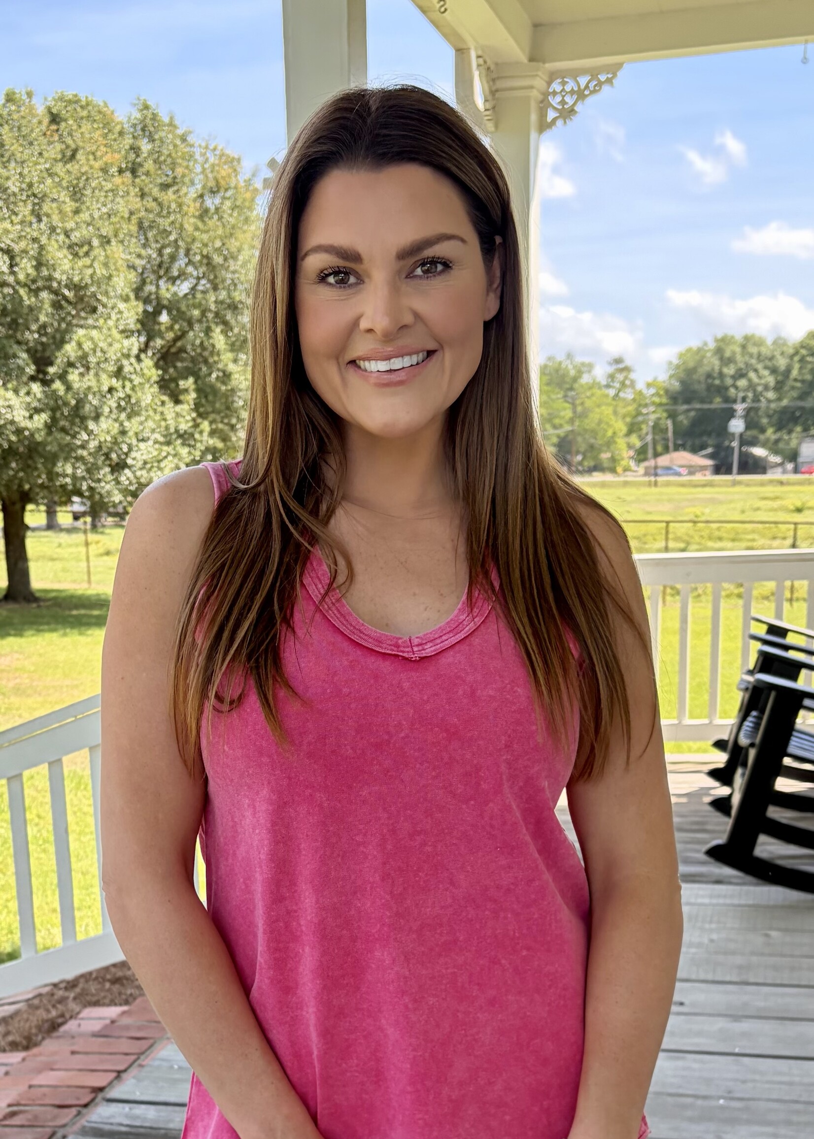 LA Society Red Mineral Wash V-Neck Tank