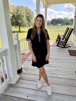 Little Daisy Closet Black Knit w/ Denim Trim Dress