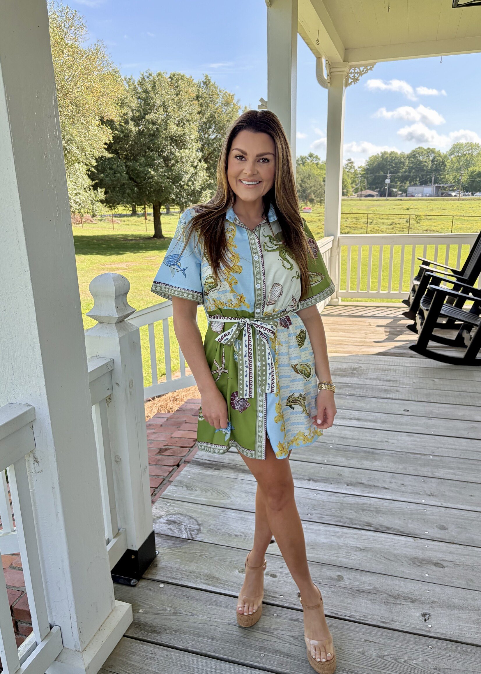 Rosa Clothing Ocean Vibe Halobios Belted Shirt Dress