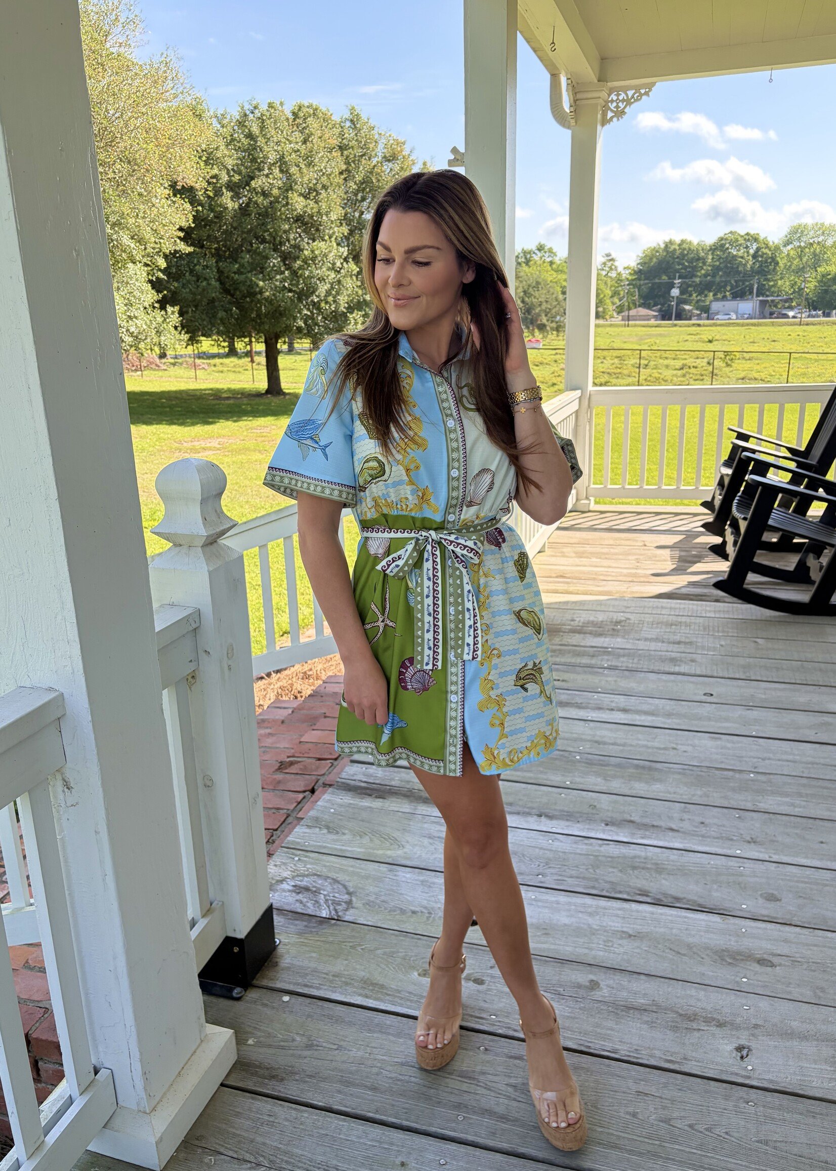 Rosa Clothing Ocean Vibe Halobios Belted Shirt Dress