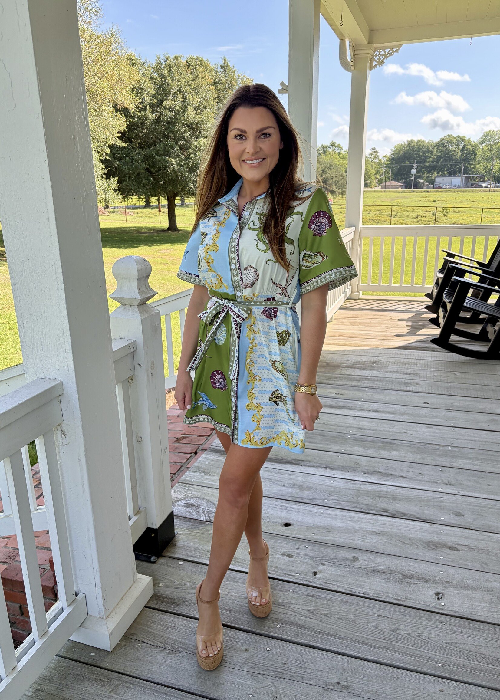 Rosa Clothing Ocean Vibe Halobios Belted Shirt Dress