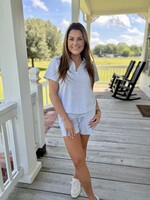 LA Society Grey Drawstring V-Neck Top Set