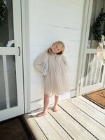 Rylee Faith Designs Tan Puff Sleeve Tulle Girls Dress