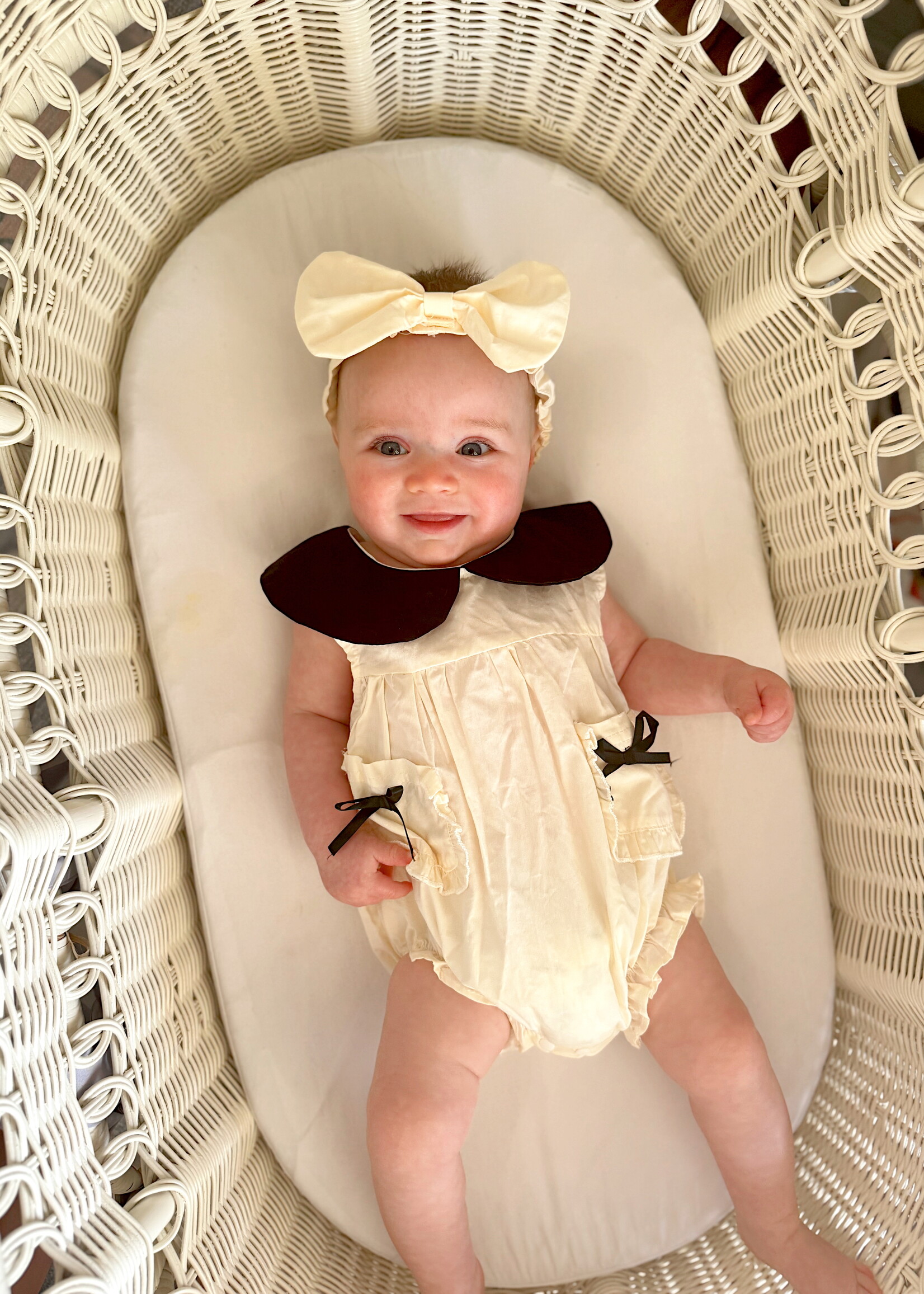 Rylee Faith Designs Black & Cream Sweet Baby Girls Romper