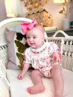 Rylee Faith Designs Spring Floral Embroidery bow Baby Girls Romper