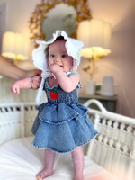 Rylee Faith Designs Strawberry Denim Baby Girls Romper