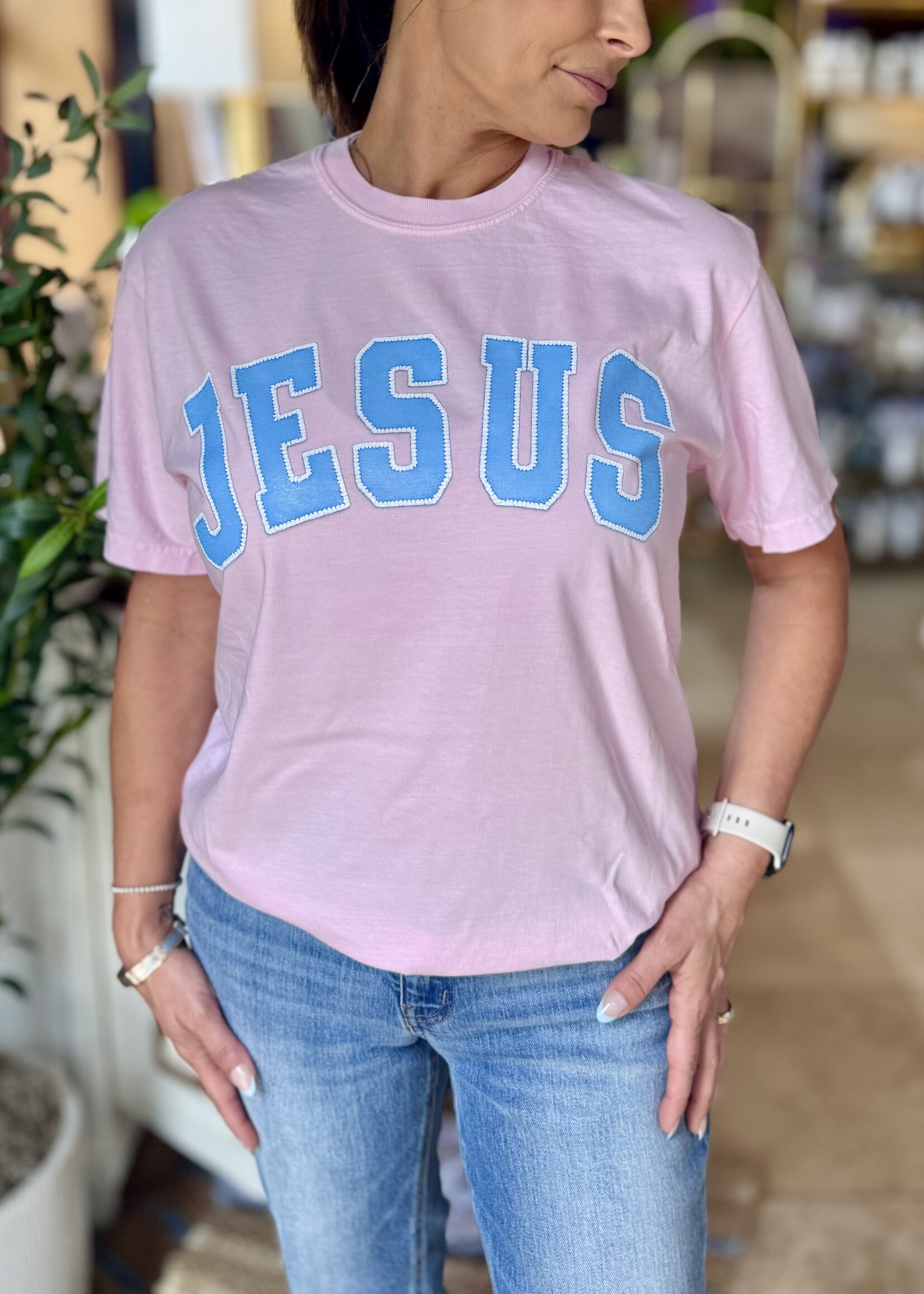 Bloom and Company Pink & Blue Jesus Tee