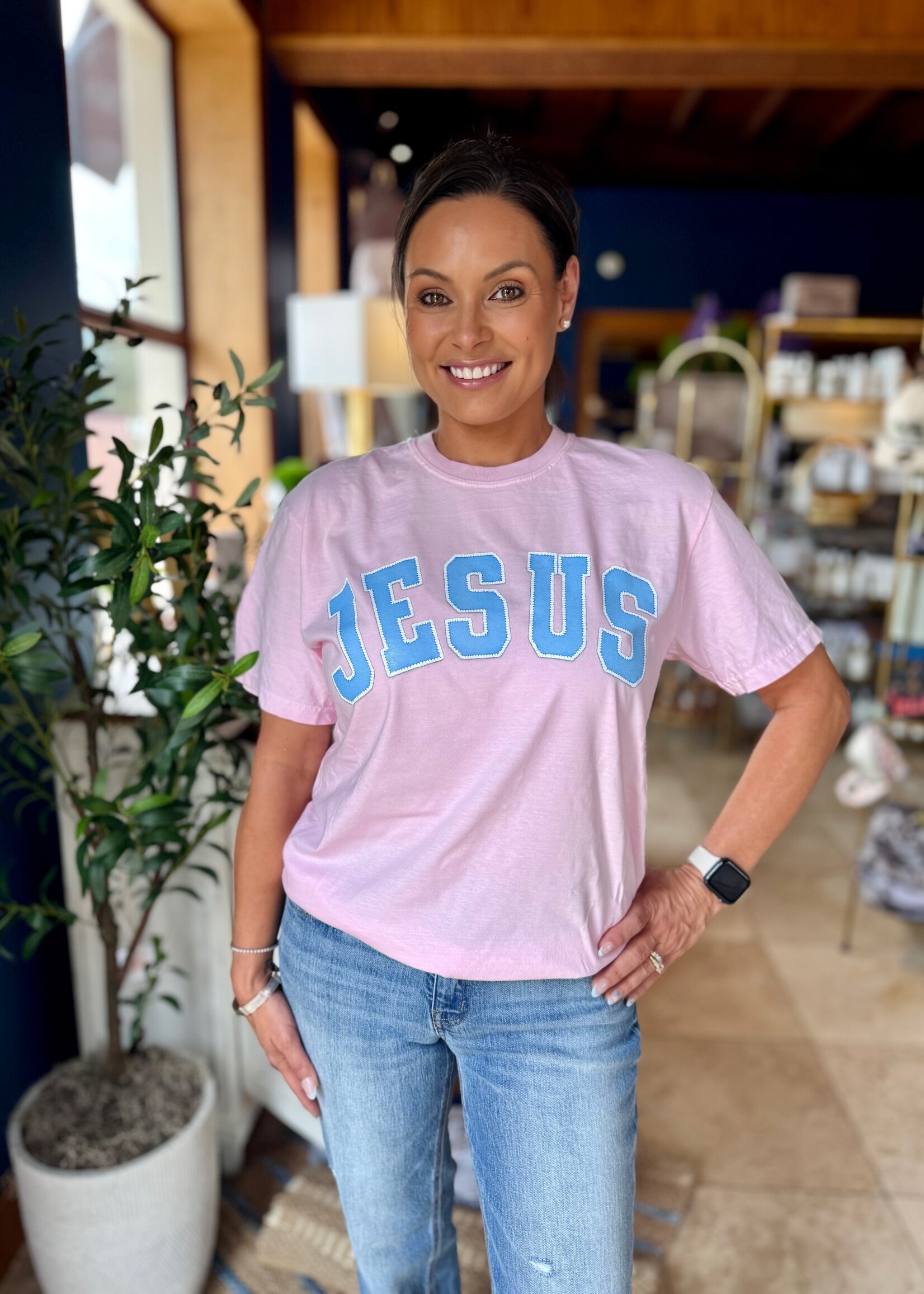 Bloom and Company Pink & Blue Jesus Tee