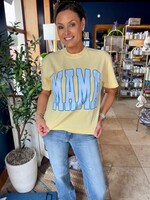 Bloom and Company Yellow Striped Mama Blue Tee