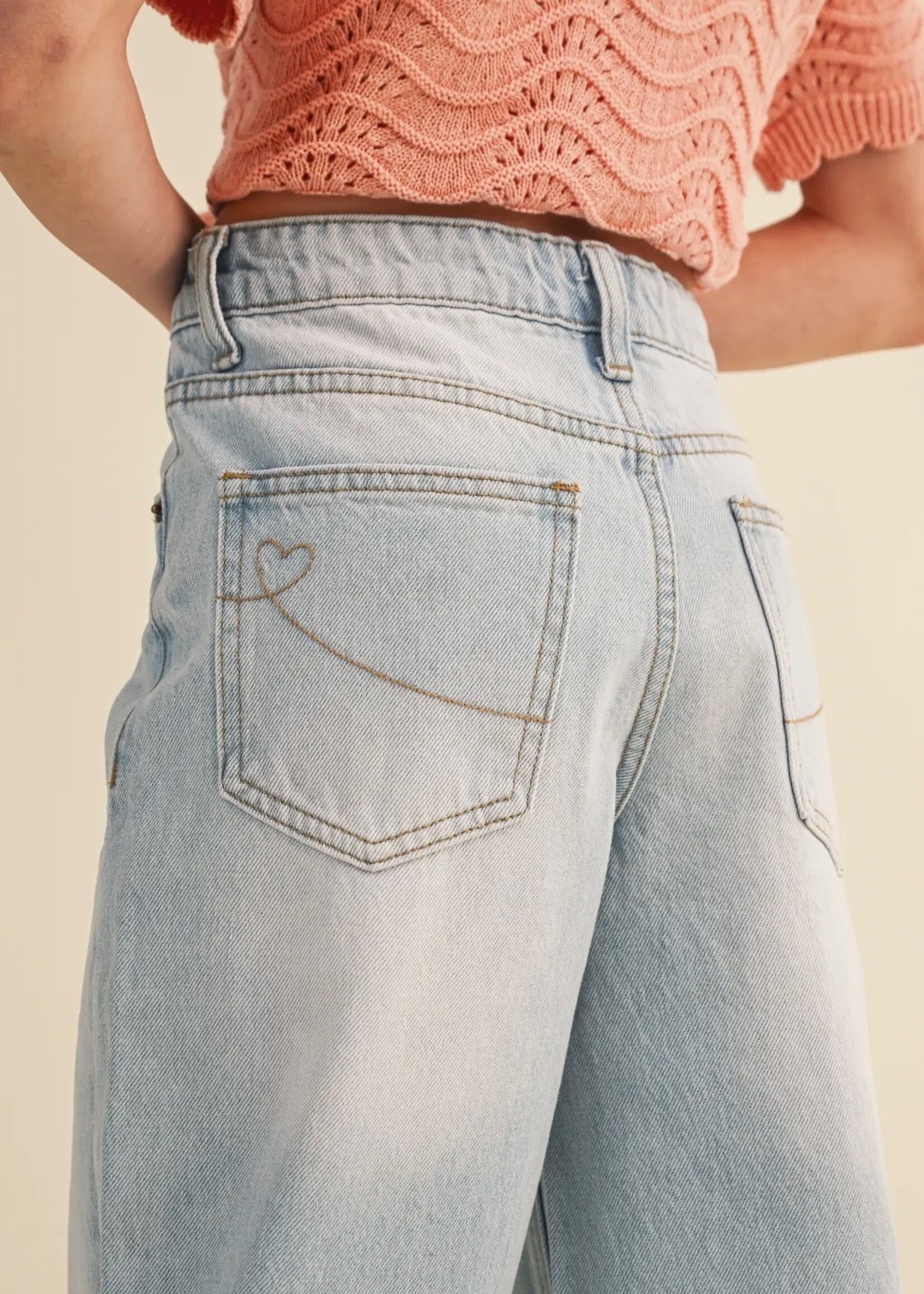 Bloom and Company Tween Girls Wide Leg Jeans