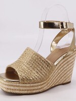 Bamboo Gold Ankle Strap Wedges