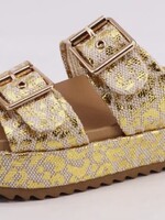 Bamboo Gold Thick Bottom Double Buckle Sandals