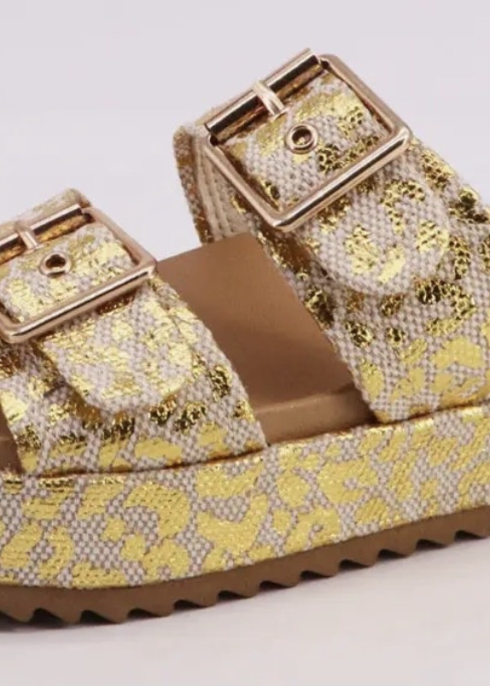 Bamboo Gold Thick Bottom Double Buckle Sandals