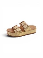 Bamboo Gold Thick Bottom Double Buckle Sandals
