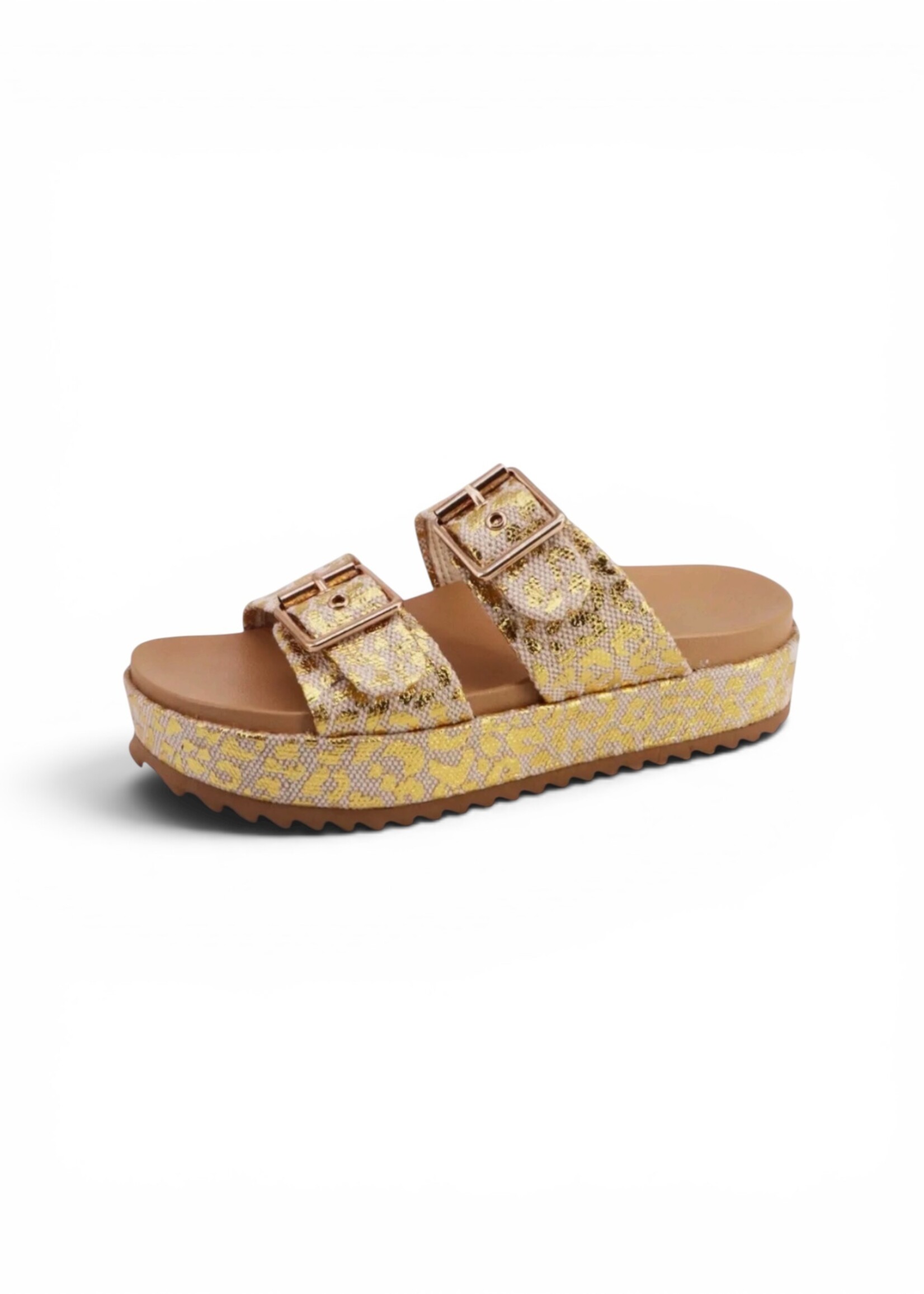 Bamboo Gold Thick Bottom Double Buckle Sandals