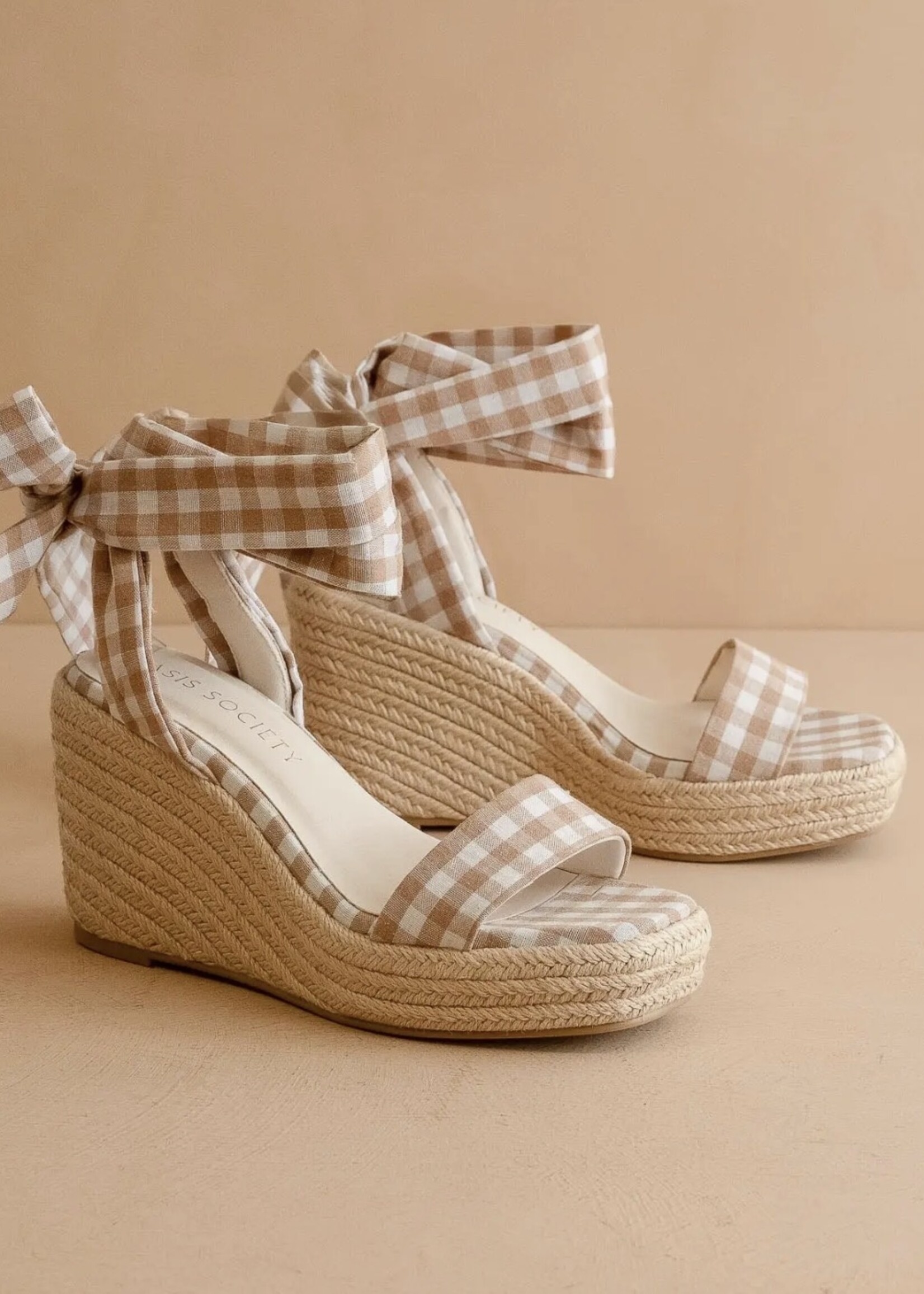 Oasis Society Gingham Wrap Wedge