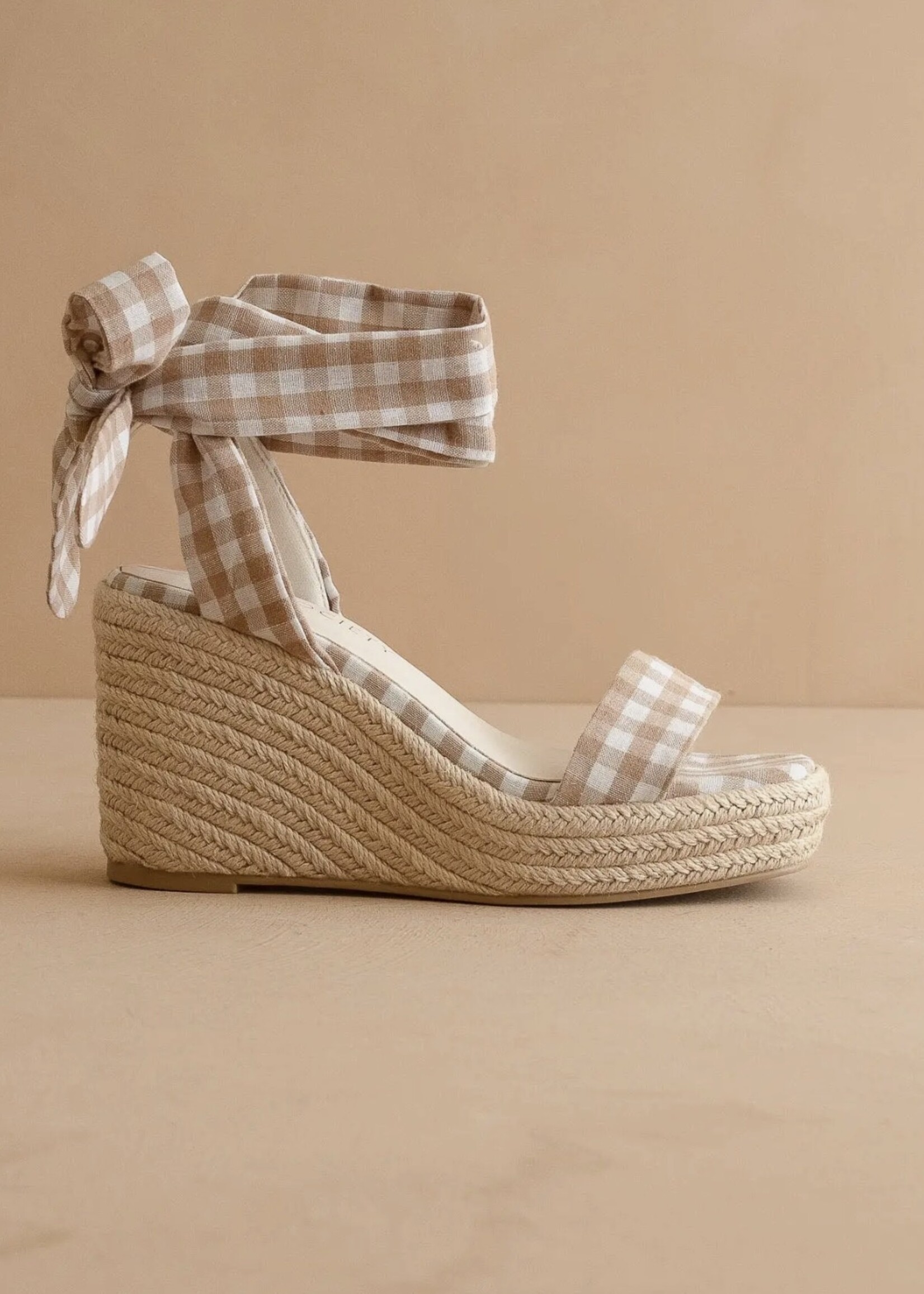 Oasis Society Gingham Wrap Wedge