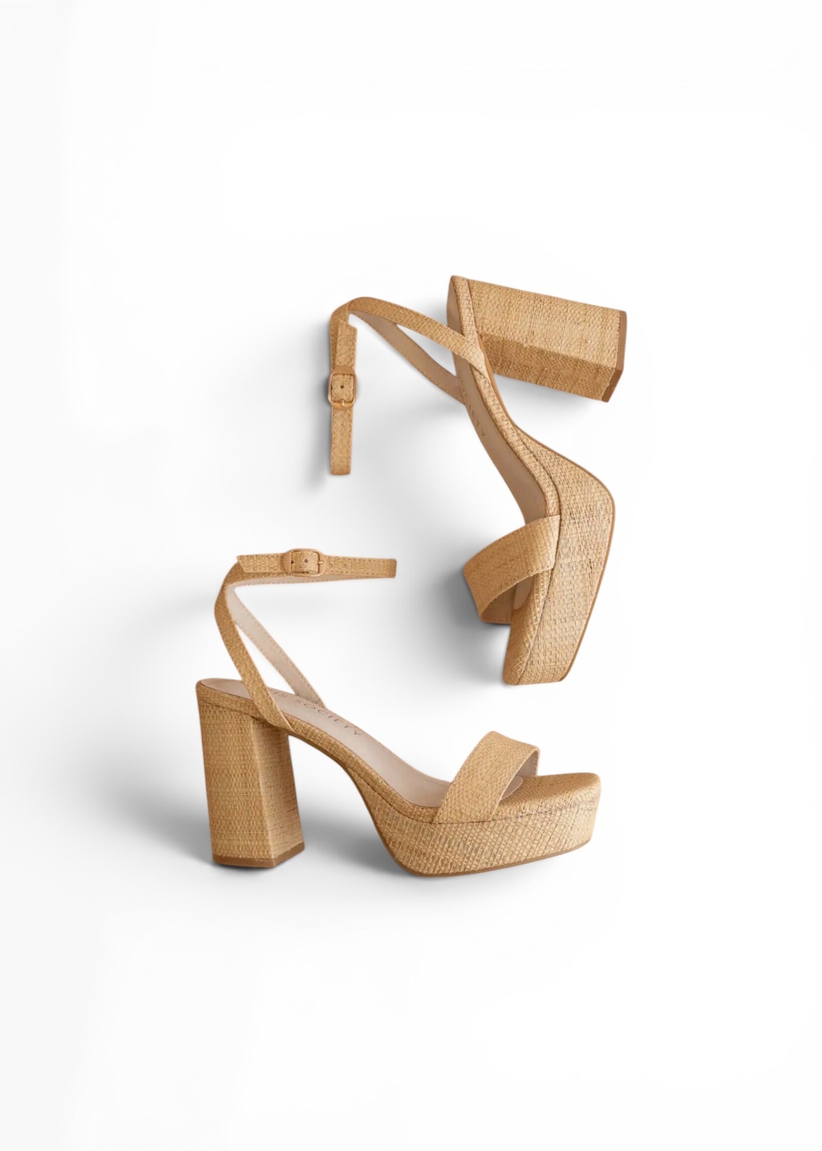 Bloom and Company Natural Raffia Platform Heel