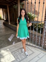 Bloom and Company Collared Green Tennis Dress Trimmed in White