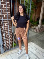 Bloom and Company Mocha Striped Activewear Shorts