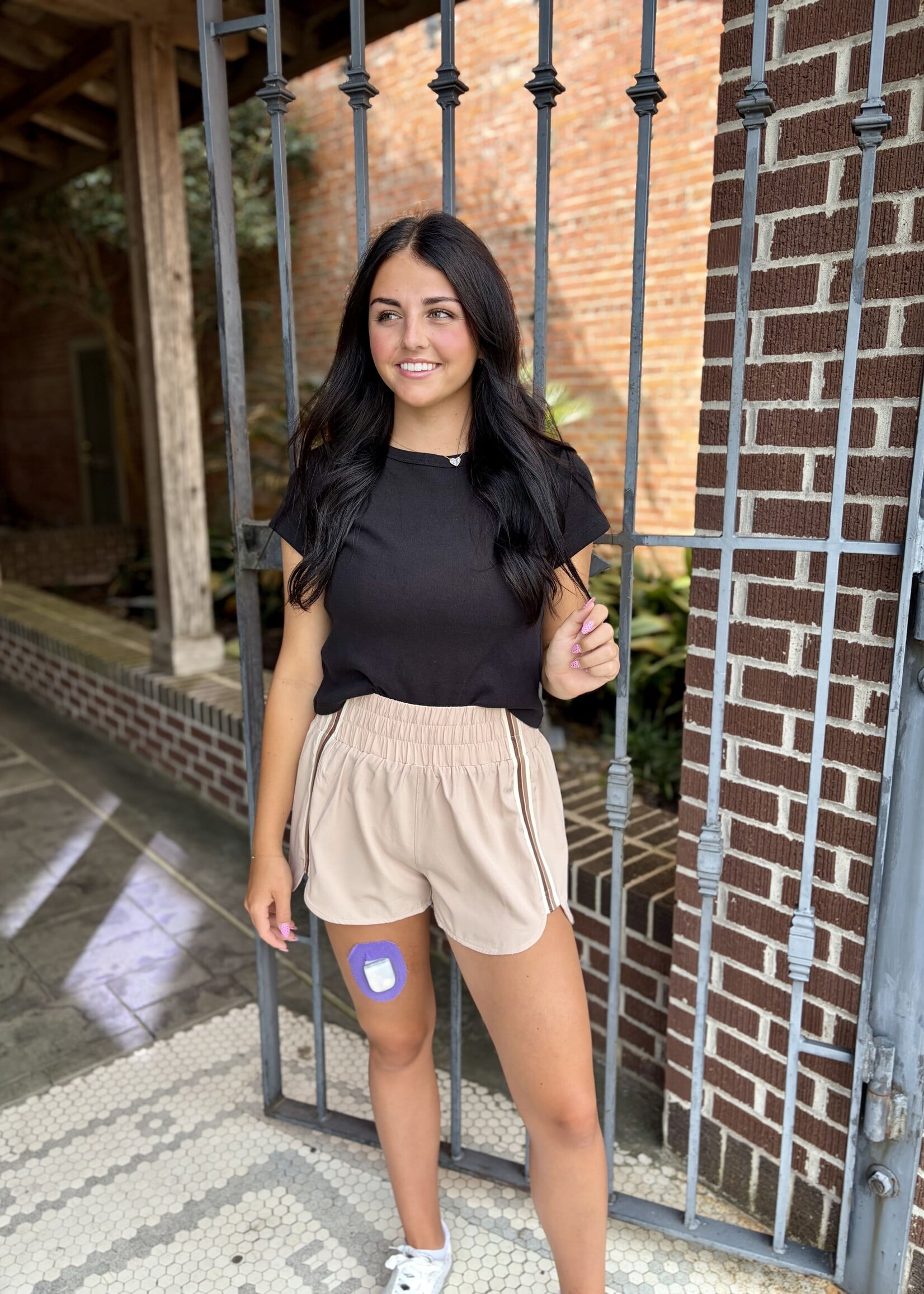 Bloom and Company Beige Striped Activewear Shorts