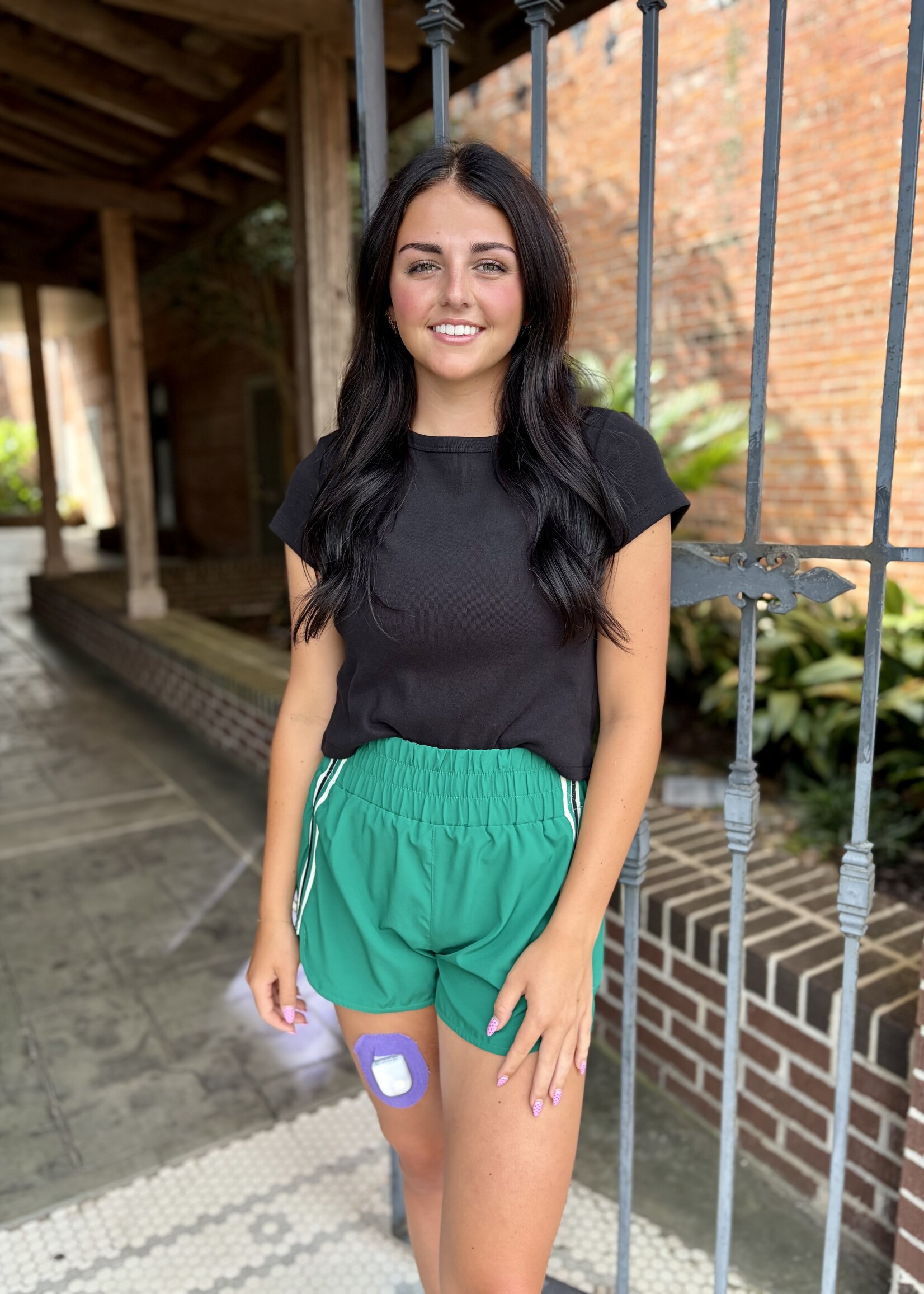 Bloom and Company Kelly Green Striped Activewear Shorts