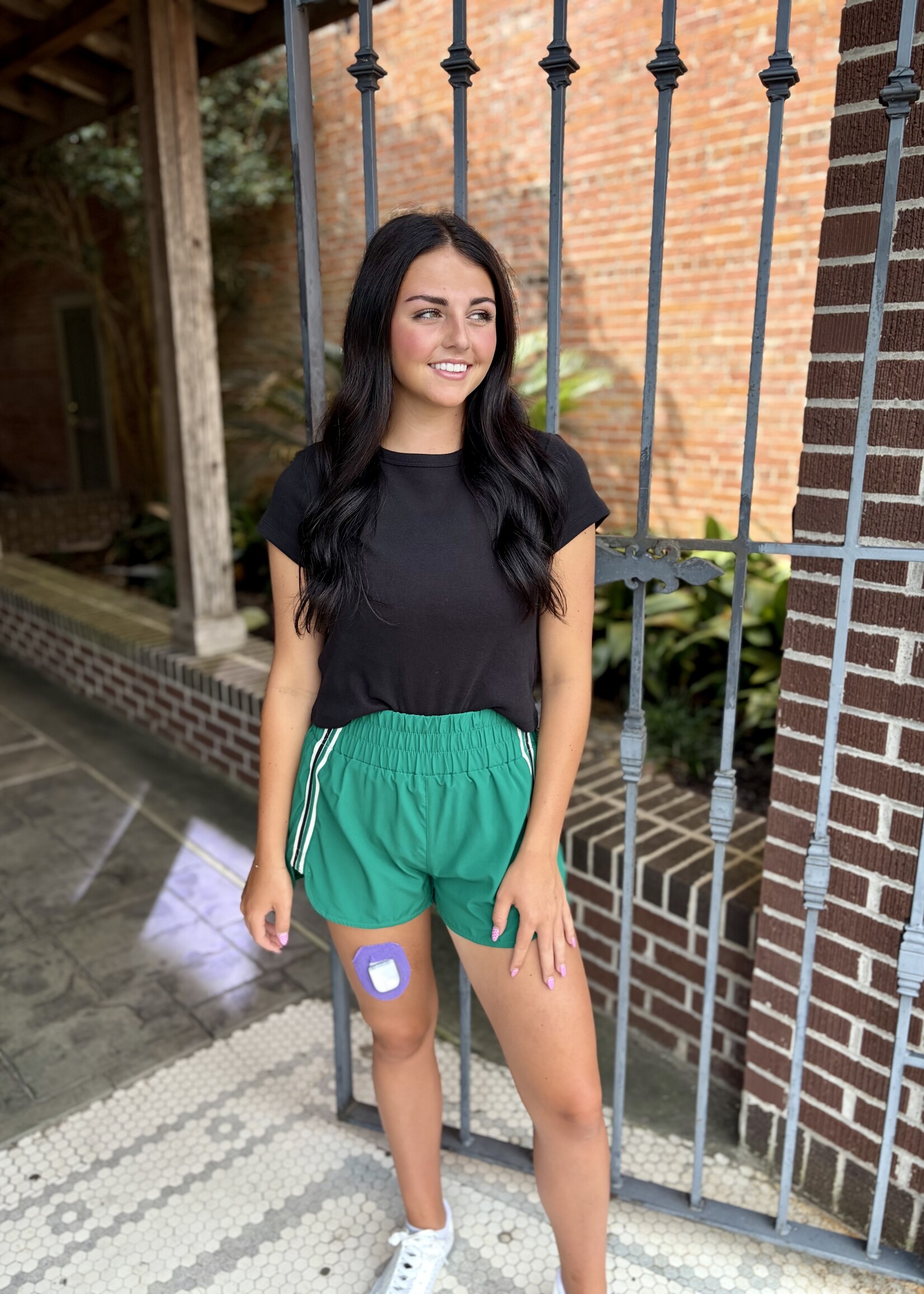 Bloom and Company Kelly Green Striped Activewear Shorts