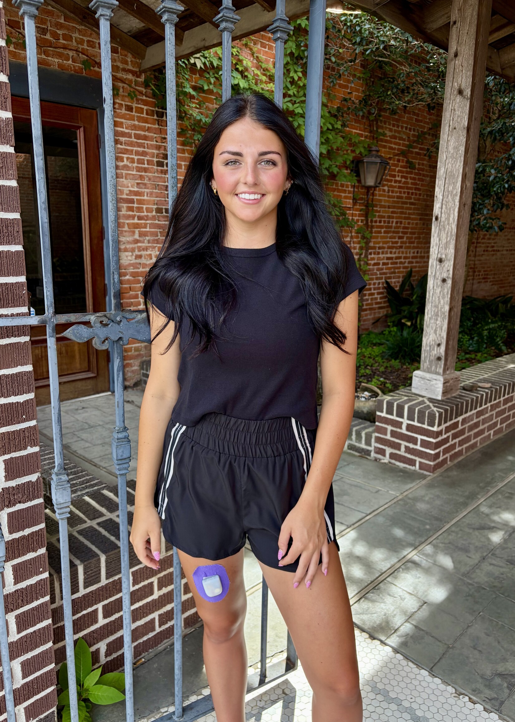 Bloom and Company Black Striped Activewear Shorts