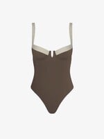 Sunday Brunch Taupe & Beige One Piece Swimsuit