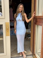Bloom and Company Baby Blue Layered Sheer Bottom Dress