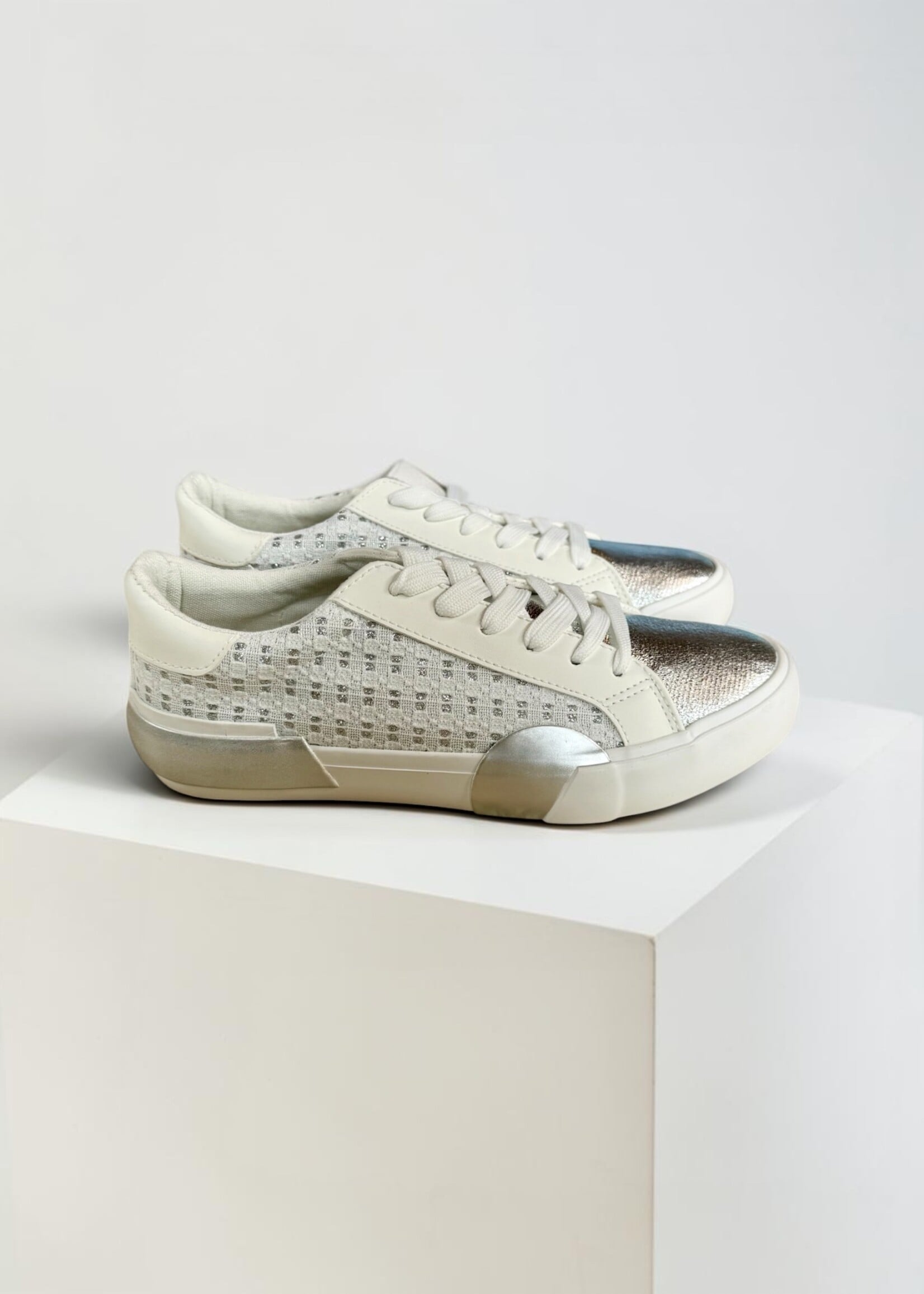 Miami Shop White Lace Up Textured Woven Sneaker