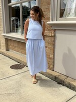 Rosa Clothing Blue Striped Top & Skirt Set