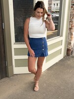 Bloom and Company Denim Skort w/ Gold Button Accents